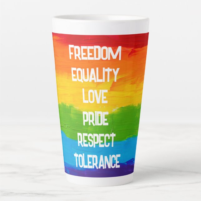 LGBT-Latte-Tasse mit Regenbogenflagge - Kaffeecup Milchtasse (Vorderseite)