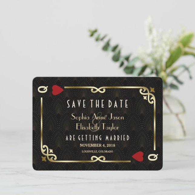 LGBT Lesbian Casino Las Vegas Poker Wedding Save The Date (Stehend Vorderseite)