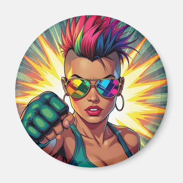 LGBT Lesbian Mohawk Pop Uppercut Art Magnet (Vorne)