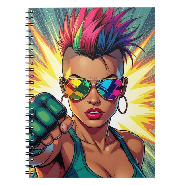 LGBT Lesbian Mohawk Pop Uppercut Art Notizblock (Vorderseite)