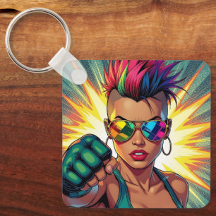 LGBT Lesbian Mohawk Pop Uppercut Art Schlüsselanhänger