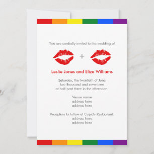LGBT Lesbische Lippen Rainbow-Hochzeit Einladung