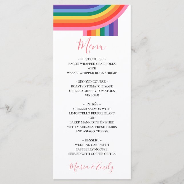 LGBT Lesbische Pride Rainbow Gay Wedding Menu Menükarte (Vorderseite)