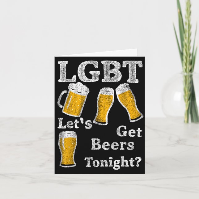 Lgbt Let's Get Beers Tonight Beer Saying Funny Gra Karte (Vorderseite)