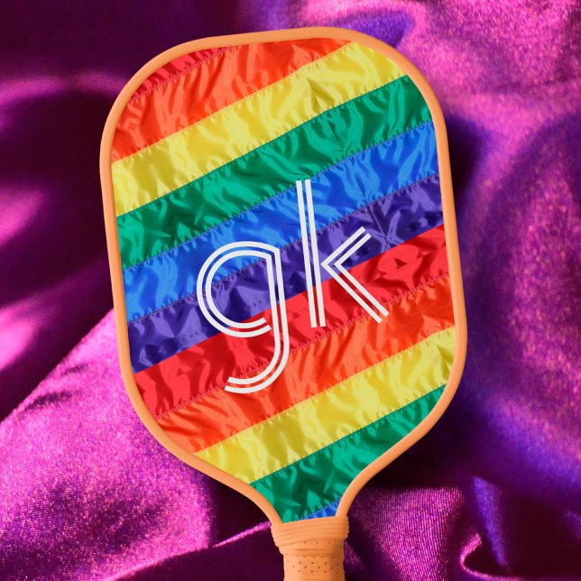 LGBT LGBTQ Rainbow Flag Gay Pride Monogramm Initia Pickleball Schläger (Von Creator hochgeladen)