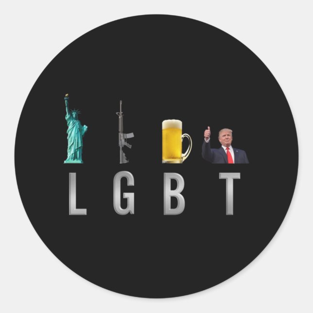 LGBT - Liberty Guns Beer Trump 6 Runder Aufkleber (Vorderseite)