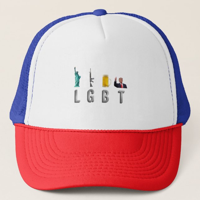 LGBT - Liberty Guns Beer Trump 6 Truckerkappe (Vorderseite)