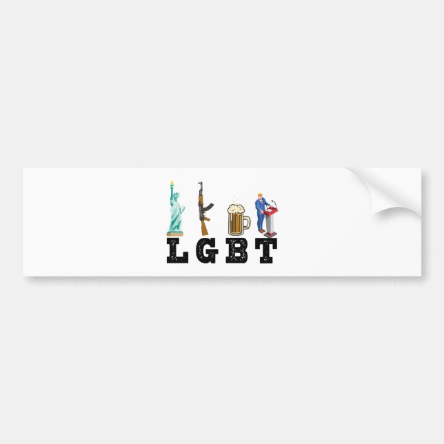 LGBT Liberty Guns Beer Trump politisches Geschenk Autoaufkleber (Vorne)