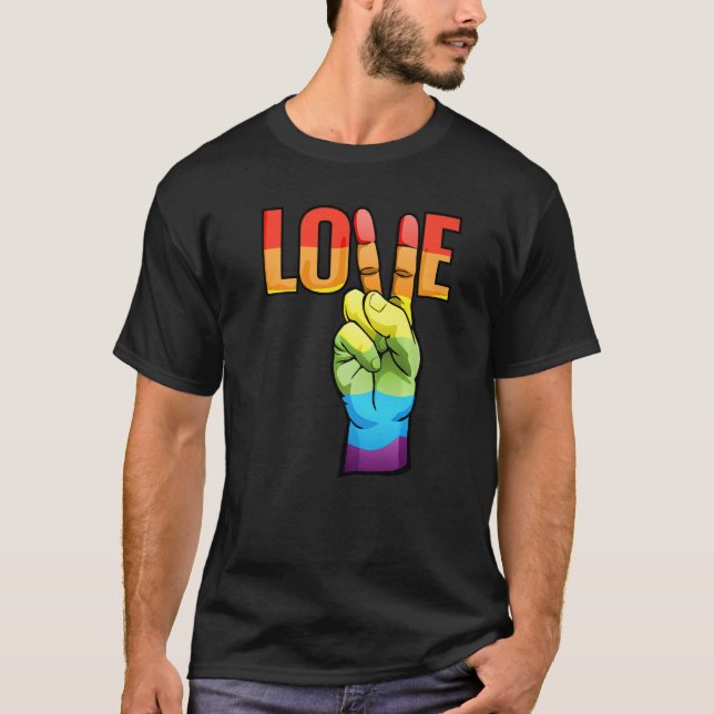 LGBT Love Peace Sign Rainbow LGBTQ Pride Design Pr T-Shirt (Vorderseite)