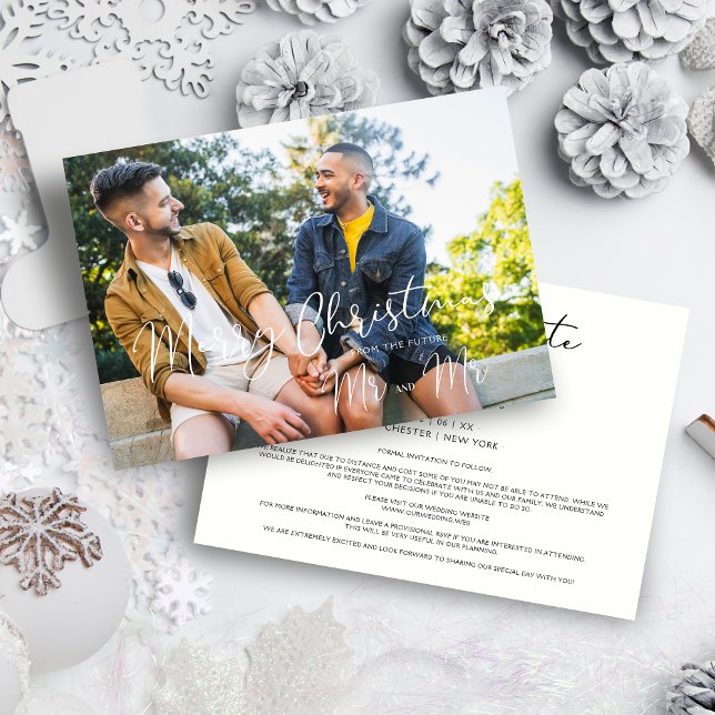 LGBT Minimalist Mr & Mr Christmas Couple Wedding (LGBT Minimalist Mr & Mr Christmas Couple Wedding Save the Date.)