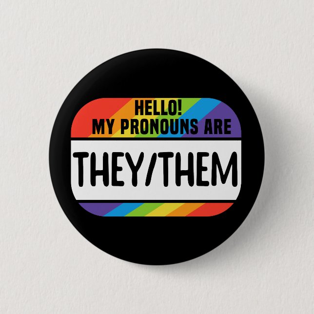 LGBT-Name-Markierung für nicht binäre Pronomen Sie Button (Vorderseite)