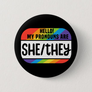 LGBT Name Tag Nicht binäre Pronomen Sie sie Button