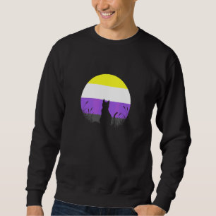 LGBT Nicht-Binäre Flagge Katze Mond Genderqueer En Sweatshirt