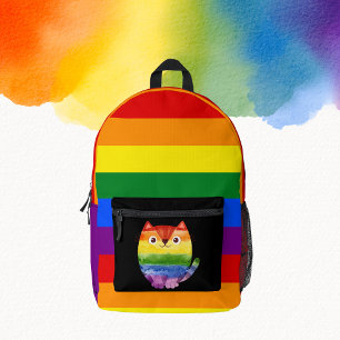 LGBT Niedlich Cat Monogram Rainbow Prix Bedruckter Rucksack