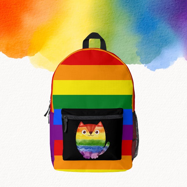 LGBT Niedlich Cat Monogram Rainbow Prix Bedruckter Rucksack (Von Creator hochgeladen)