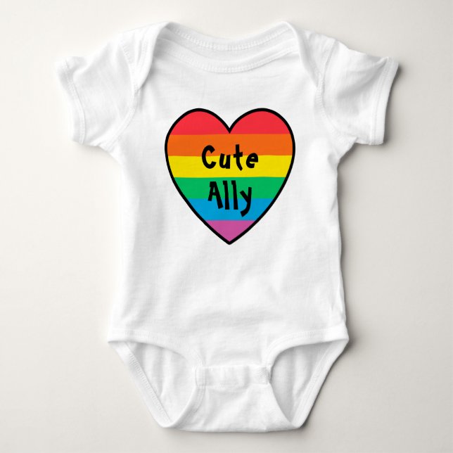 LGBT Niedlich | Rainbow Pride Heart Pride Baby | Baby Strampler (Vorderseite)