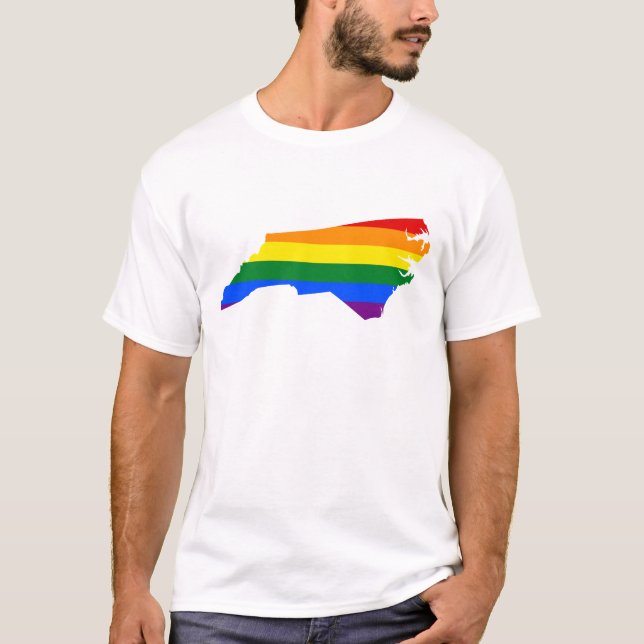 LGBT North Carolina, US state flag map T-Shirt (Vorderseite)