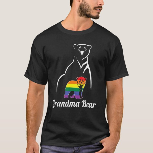 Lgbt Oma Bear Gay Pride Lesbian Regenbogenschleier T-Shirt (Vorderseite)