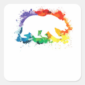 LGBT Paint Spritzers Gay Bear Quadratischer Aufkleber
