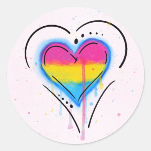 LGBT Pansexual Bisexual Prix Herz Flag Runder Aufkleber