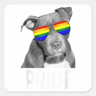 LGBT Pitbull Gay Pride Hund Shades Sonnenbrille LG Quadratischer Aufkleber