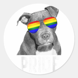 LGBT Pitbull Gay Pride Hund Shades Sonnenbrille LG Runder Aufkleber