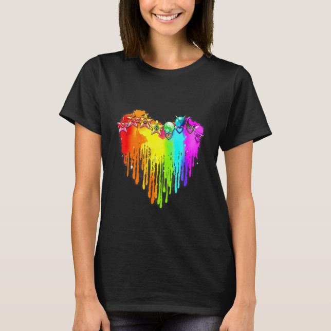 Lgbt Planet Star Lgbt Pride Heart Gay Les Bisexual T-Shirt (Vorderseite)