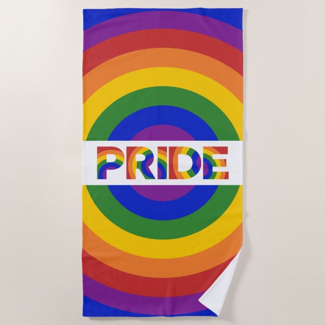 LGBT Pride Bold Geometric Rainbow Bullseye Strandtuch (Vorderseite)
