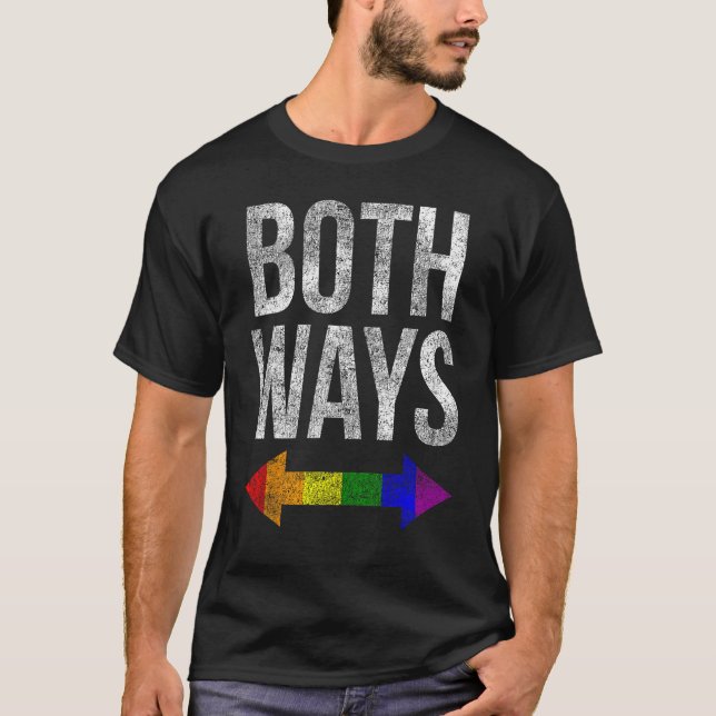 LGBT Pride Both Ways Bisexual Rainbow Arrow Human  T-Shirt (Vorderseite)