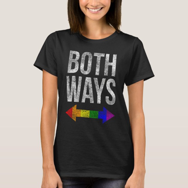 LGBT Pride Both Ways Bisexual Rainbow Arrow Human  T-Shirt (Vorderseite)