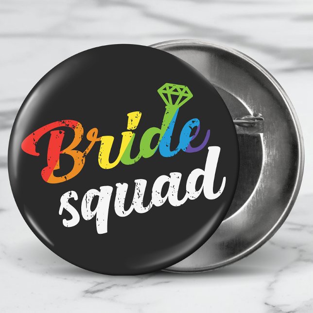 LGBT Pride Bride Squad Wedding Gay Lesbian Rainbow Button (Von Creator hochgeladen)