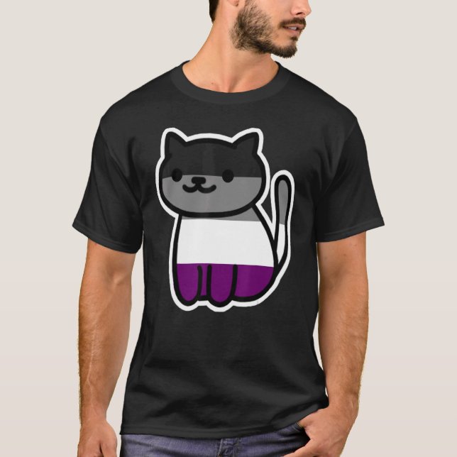 LGbt Pride Cat Animal Ace Flag Asexualität Demisex T-Shirt (Vorderseite)