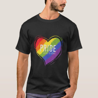LGBT Pride Design With Heart Rainbow Flag Men Wome T-Shirt