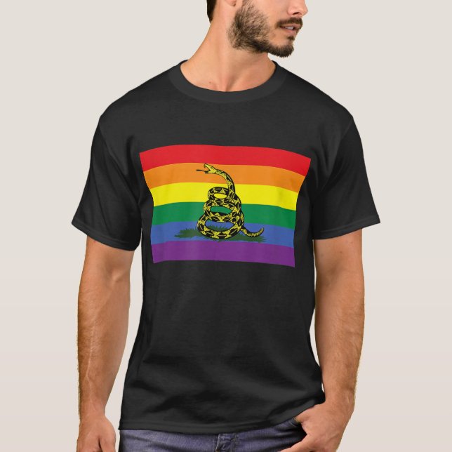 LGBT Pride Don't Tread Rainbow Gadsden Flag  T-Shirt (Vorderseite)
