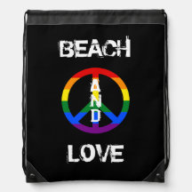LGBT Pride Flag Peace Sign Beach & Liebe Graffiti