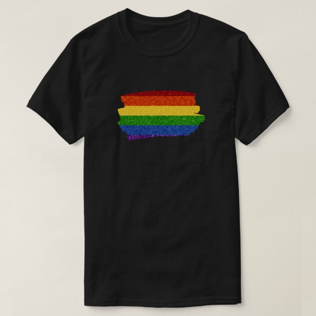 LGBT Pride Flag Rainbow Glitzer Scribble T-Shirt (Design vorne)