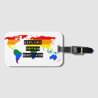 LGBT Pride Flag Weltkarte Gepäckmarke Typografie Gepäckanhänger