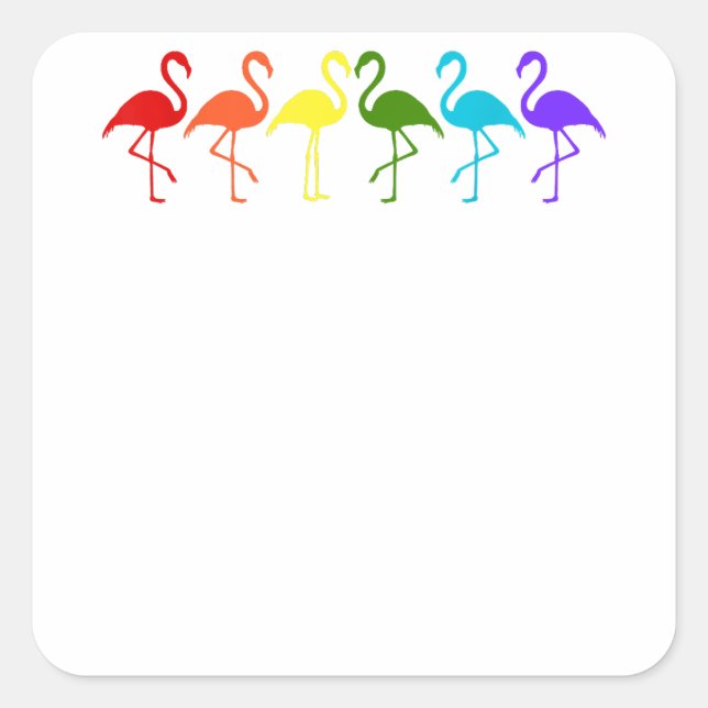 LGBT-Pride-Flamingos in Flag-Farben Quadratischer Aufkleber (Vorderseite)