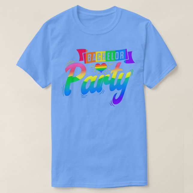 Lgbt Pride Gay Bachelor Party Herz Verlobung T-Shirt (Design vorne)