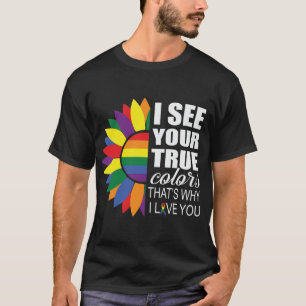 LGBT Pride Gay Lesbian Modern Rainbow Sunflower T-Shirt