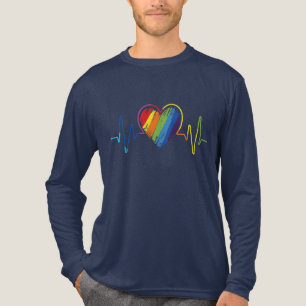 LGBT Pride Gay Lesbian Moderner Rainbow Heartbeat Tri-Blend Shirt