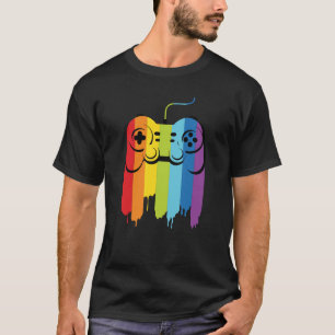 LGBT Pride Gaymer Gamer Moderner Regenbogen-Contro T-Shirt
