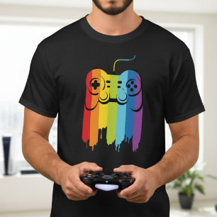 LGBT Pride Gaymer Gamer Moderner Regenbogen-Contro T-Shirt