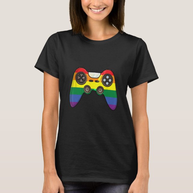 LGBT Pride Gaymer Retro Video Game Controller Rain T-Shirt (Vorderseite)