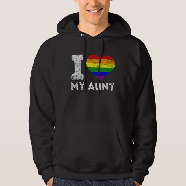 LGBT Pride I Love My Aunt Rainbow Flag Support Fam Hoodie (Vorderseite)