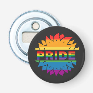 LGBT+Pride-Liebe. Blume mit Regenbogenfarben Flaschenöffner