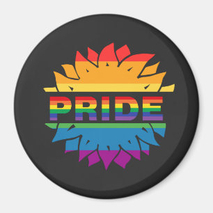 LGBT+Pride-Liebe. Blume mit Regenbogenfarben Magnet
