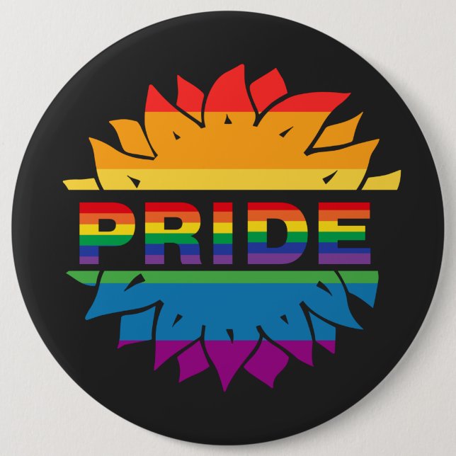LGBT+Pride Liebe. Regenbogen-Blumen-Button-Magnet Button (Vorderseite)