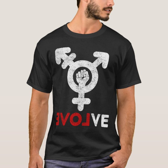 LGBT Pride Liebe Transgender Symbol Evolve Trans S T-Shirt (Vorderseite)