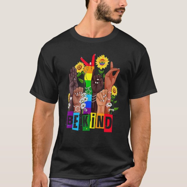 LGbt Pride Month Hand Sonnenblumen mit freundliche T-Shirt (Vorderseite)